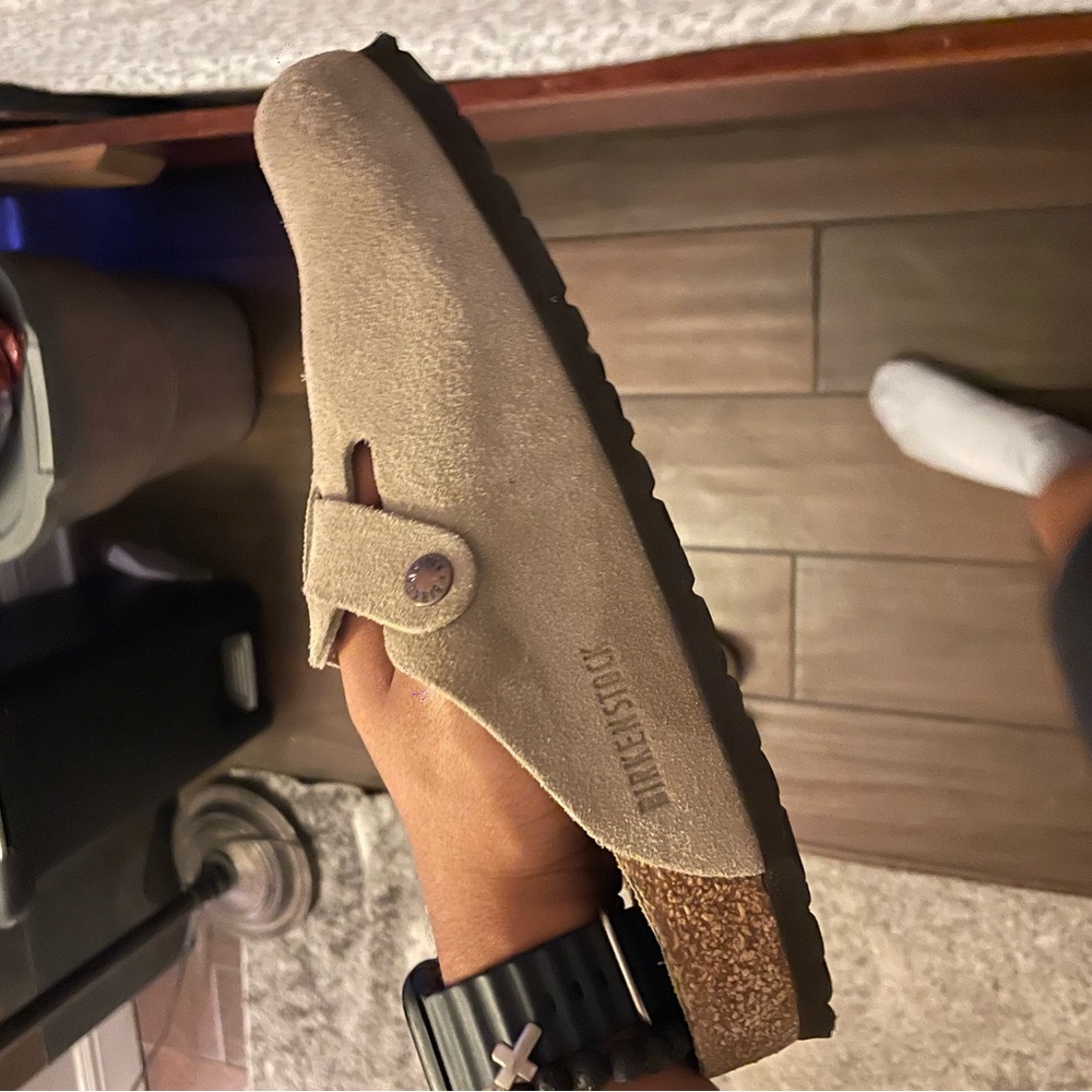 Birkenstock Men's Beige Suede clogs